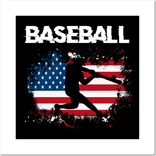 American Flag Baseball Team Gift for Men Boys Girls Women Posters and Art